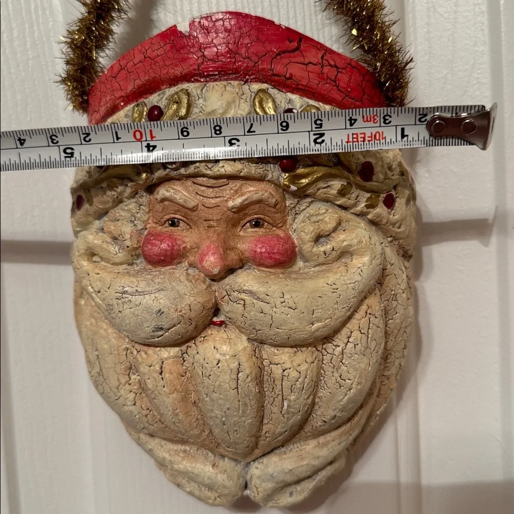 vintage-style, crackle-finish resin or plaster Santa Claus figurine / Vase